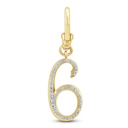 Charm'd by Lulu Frost Diamond Number 6 Charm 1/8 ct tw Pavé Round 10K Yellow Gold