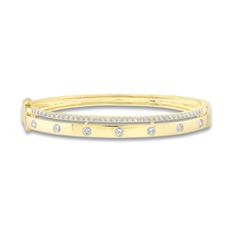 Shy Creation Diamond Bangle Bracelet 1 ct tw Round 14K Yellow Gold SC55020587V2ZS