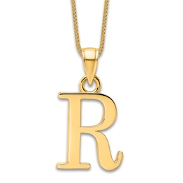 Initial R Necklace 14K Yellow Gold 18"