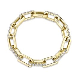 Shy Creation Diamond Paperclip Bracelet 5-1/2 ct tw Round 14K Yellow Gold 8" SC55021382Z7