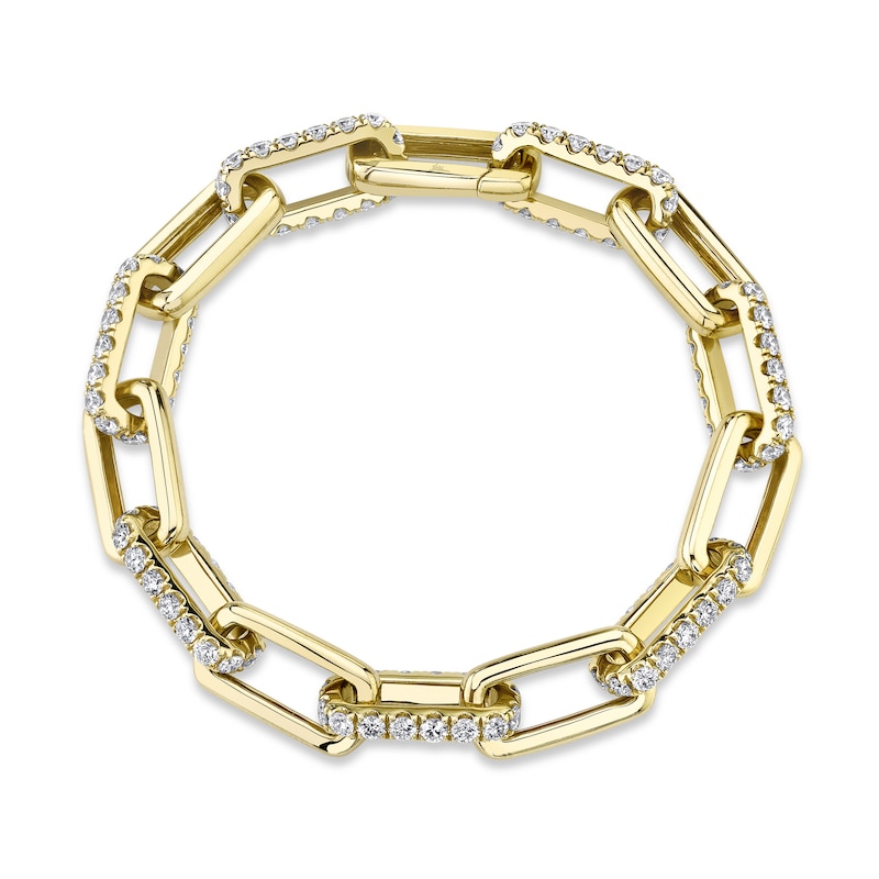 Main Image 1 of Shy Creation Diamond Paperclip Bracelet 5-1/2 ct tw Round 14K Yellow Gold 8" SC55021382Z7