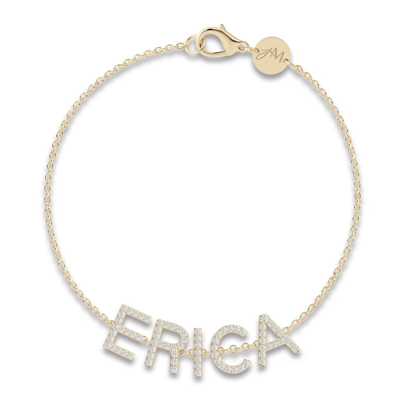 Main Image 1 of Juliette Maison Diamond Station Name Bracelet 3/4 ct tw Round 10K Yellow Gold