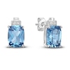 Thumbnail Image 3 of Natural Blue Topaz  & White Lab-Created Sapphire Stud Earrings 10K White Gold
