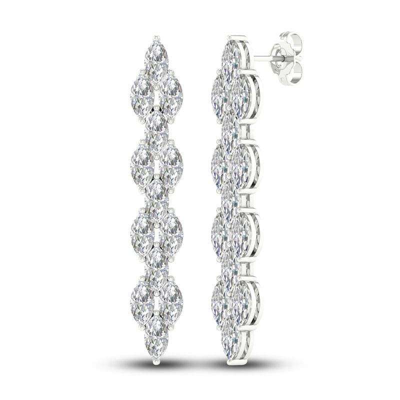 Main Image 1 of Lab-Grown Diamond Dangle Earrings 5-1/5 ct tw Marquise 14K White Gold