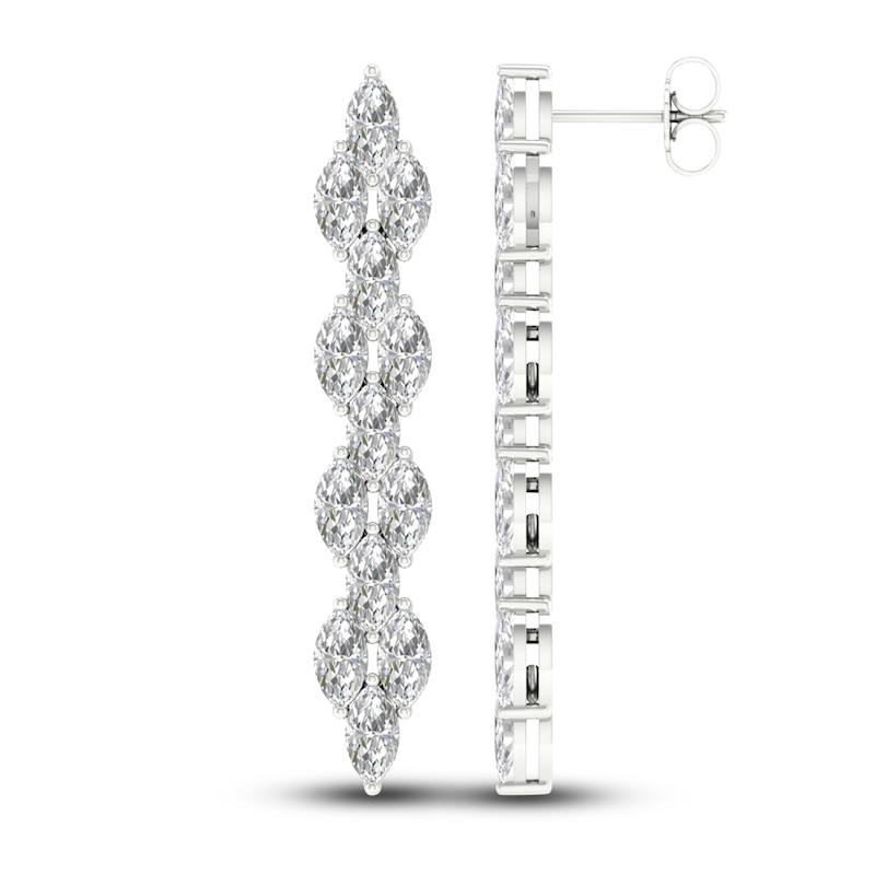 Main Image 2 of Lab-Grown Diamond Dangle Earrings 5-1/5 ct tw Marquise 14K White Gold