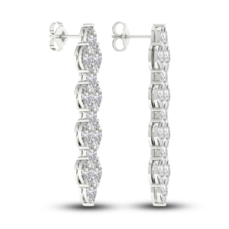 Main Image 3 of Lab-Grown Diamond Dangle Earrings 5-1/5 ct tw Marquise 14K White Gold