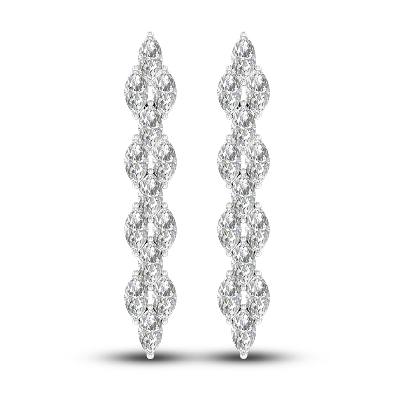 Main Image 4 of Lab-Grown Diamond Dangle Earrings 5-1/5 ct tw Marquise 14K White Gold