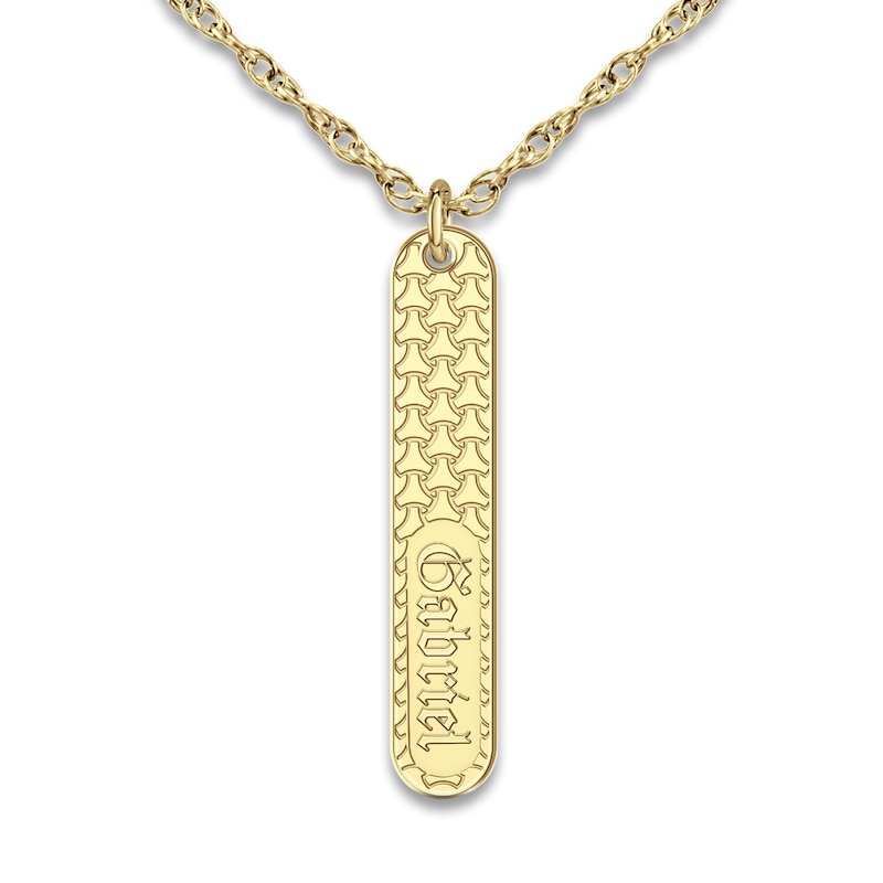 Men's Engravable Pendant Necklace 14K Yellow Gold 18"