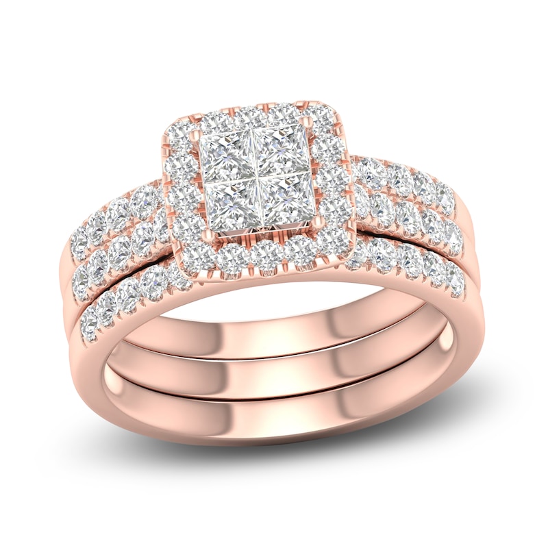 Main Image 1 of Diamond Bridal Set 1-1/4 ct tw Princess/Round 14K Rose Gold