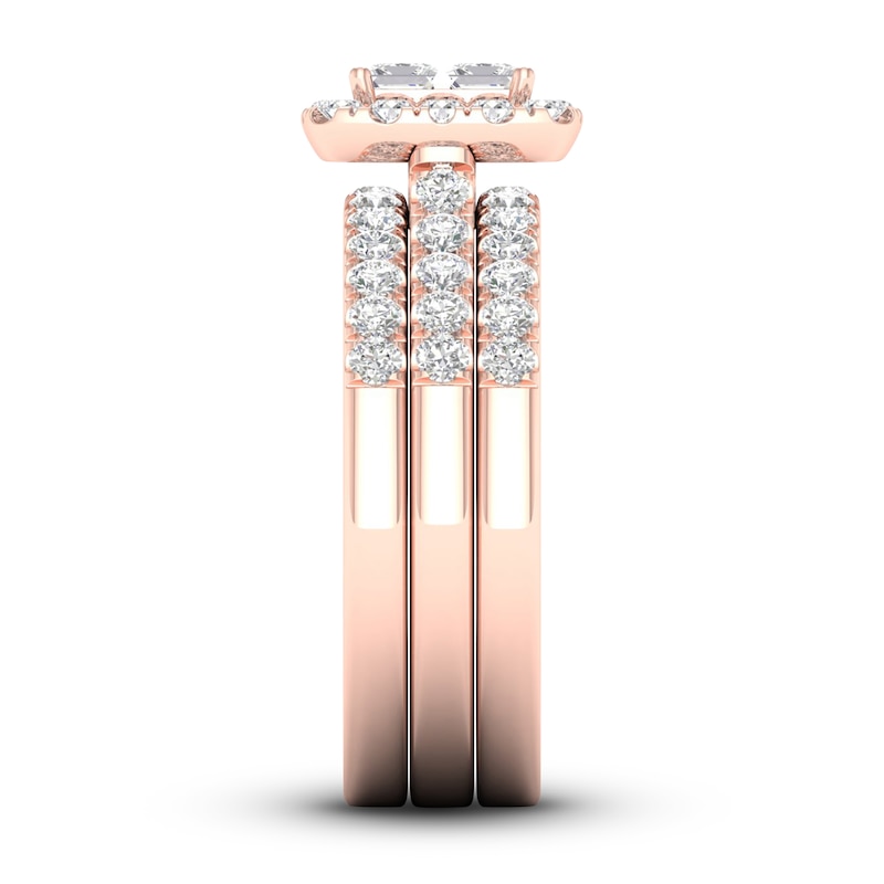 Main Image 3 of Diamond Bridal Set 1-1/4 ct tw Princess/Round 14K Rose Gold