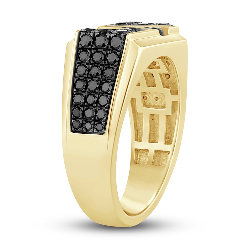 Main Image 2 of Men's Black Diamond Ring 2-1/2 ct tw Round 14K Yellow Gold