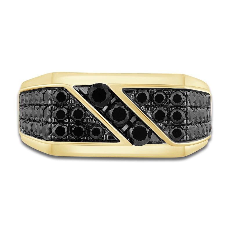 Main Image 3 of Men's Black Diamond Ring 2-1/2 ct tw Round 14K Yellow Gold