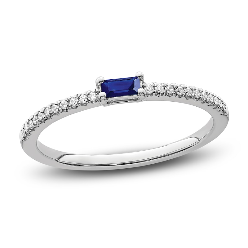 Natural Blue Sapphire Ring 1/15 ct tw Diamonds 14K White Gold | Jared