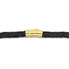 Thumbnail Image 2 of Y-Knot Men's Woven Black Leather Bracelet 14K Yellow Gold 9"