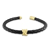 Thumbnail Image 3 of Y-Knot Men's Woven Black Leather Bracelet 14K Yellow Gold 9"