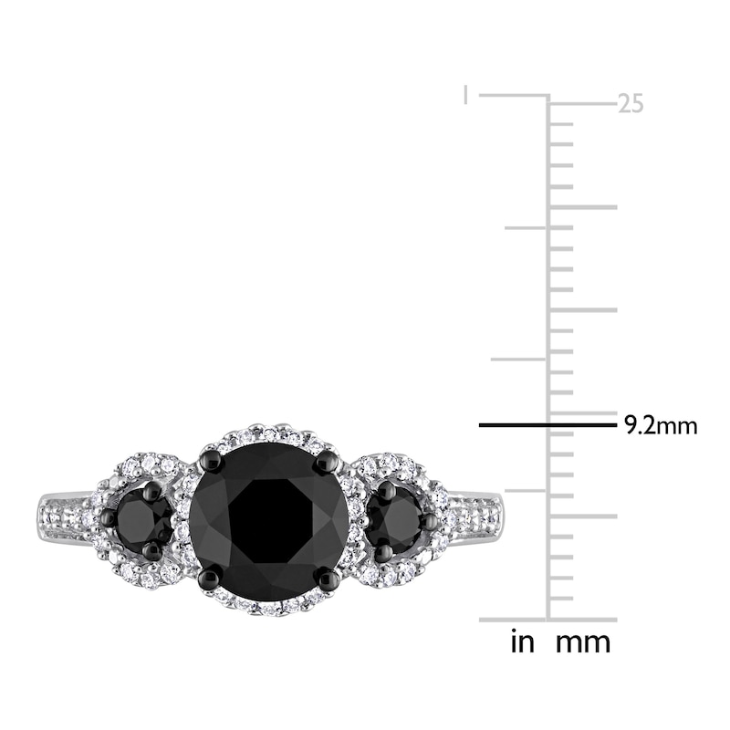 Main Image 4 of Diamond 3-Stone Engagement Ring 2 ct tw Round 14K White Gold
