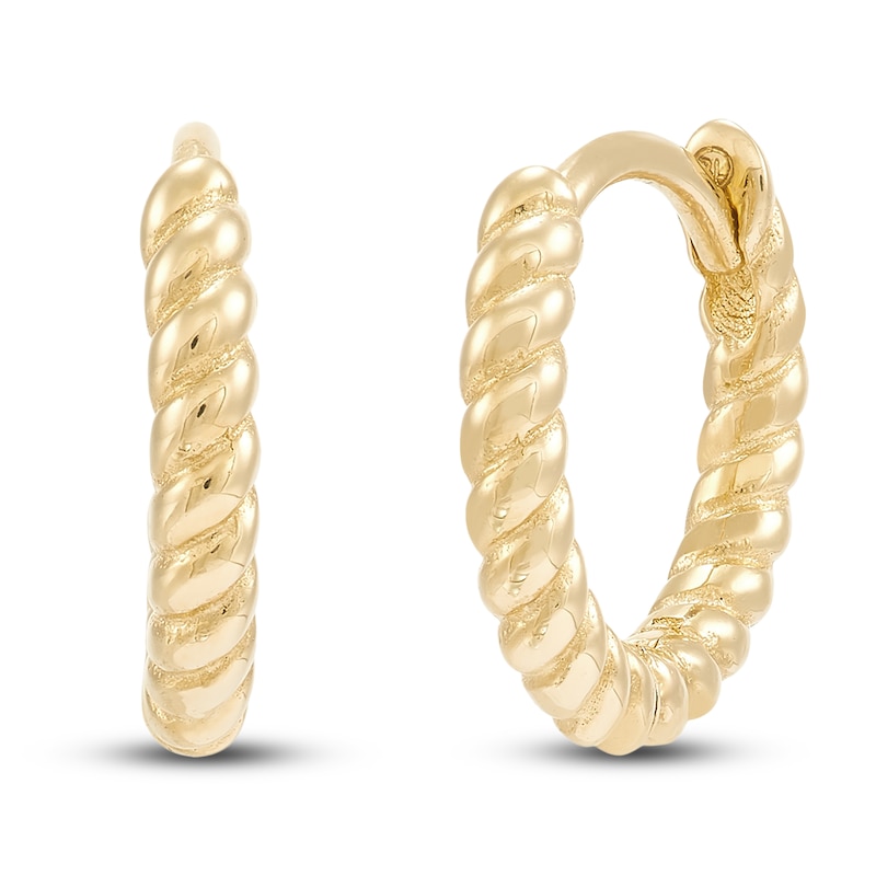 Main Image 1 of Children's Twisted Huggie Hoop Earrings 14K Yellow Gold