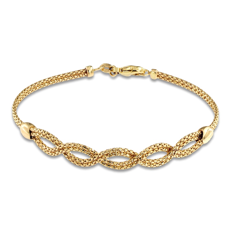 Main Image 1 of Italia D'Oro Hollow Braided Bracelet 14K Yellow Gold 7.5"