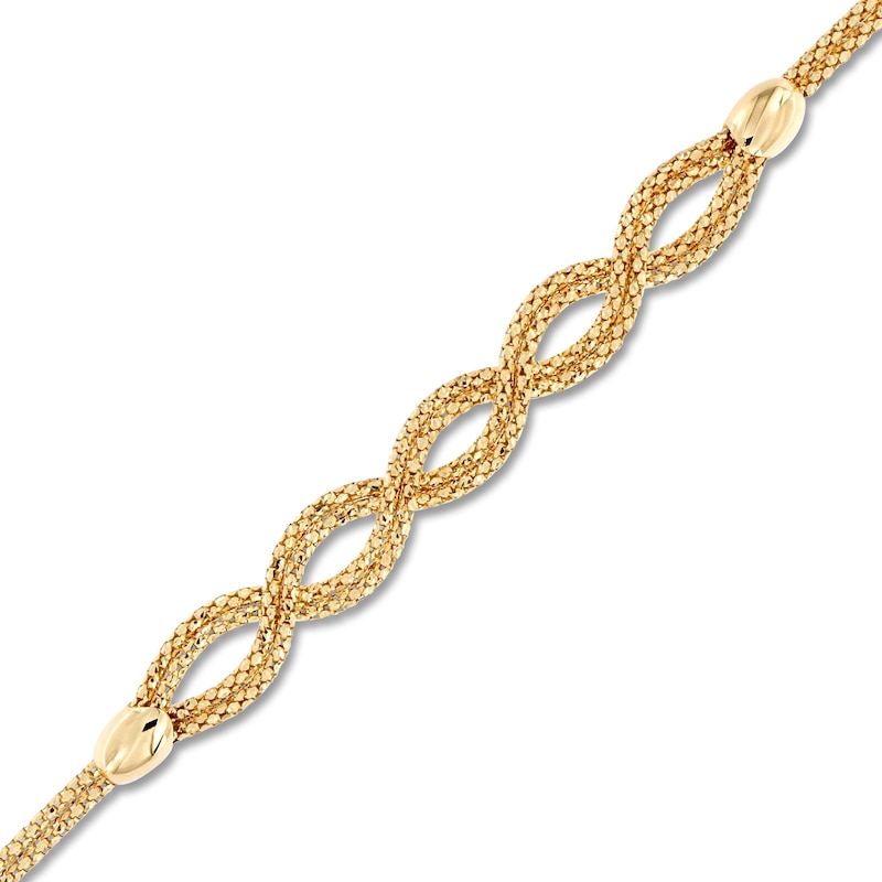 Main Image 3 of Italia D'Oro Hollow Braided Bracelet 14K Yellow Gold 7.5"