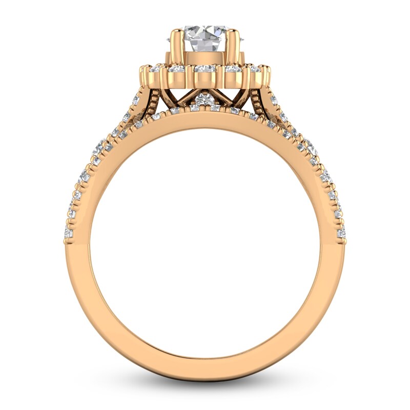 Main Image 2 of Diamond Halo Bridal Set 2 ct tw Round 14K Rose Gold