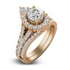 Thumbnail Image 4 of Diamond Halo Bridal Set 2 ct tw Round 14K Rose Gold