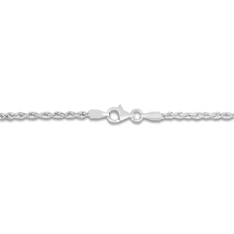 Main Image 2 of Solid Diamond-Cut Rope Chain Necklace 14K White Gold 24" 2.0mm