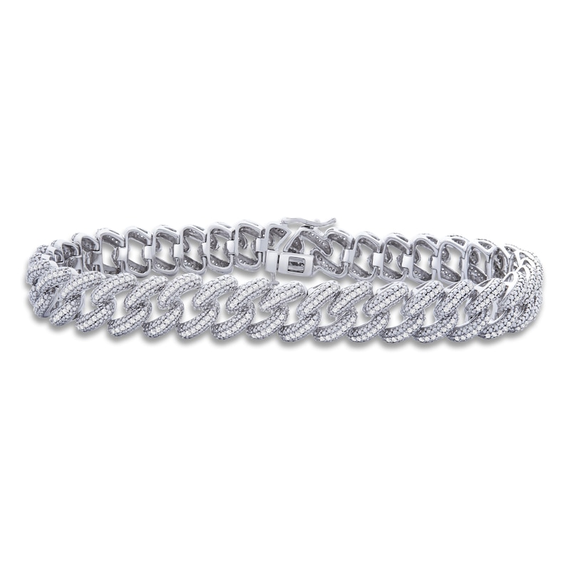 Main Image 1 of Men's Diamond Bracelet 1-1/2 ct tw Round 14K White Gold 8.5"