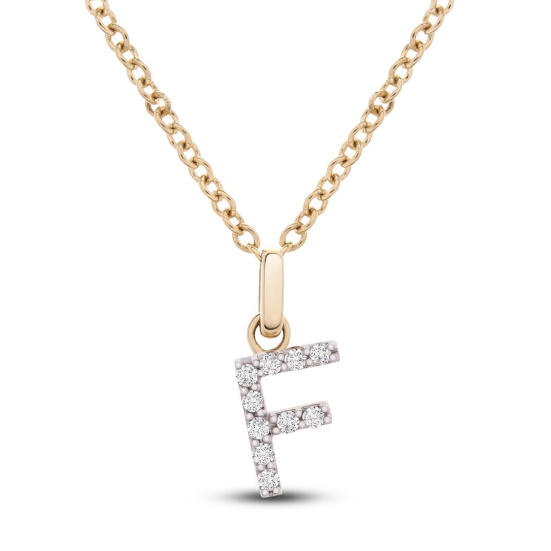 Main Image 1 of Diamond Letter F Necklace 1/10 ct tw Round 14K Yellow Gold 18"
