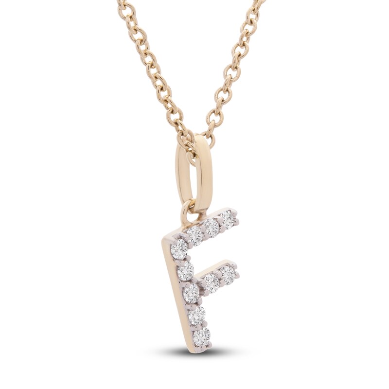 Main Image 2 of Diamond Letter F Necklace 1/10 ct tw Round 14K Yellow Gold 18"