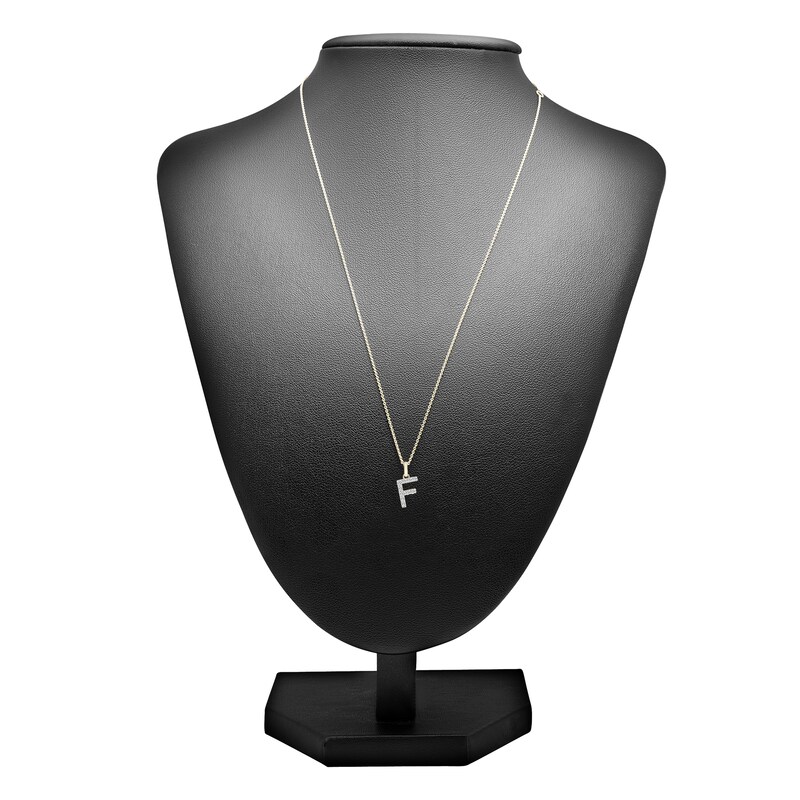 Main Image 3 of Diamond Letter F Necklace 1/10 ct tw Round 14K Yellow Gold 18"