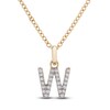 Thumbnail Image 1 of Diamond Letter W Necklace 1/10 ct tw Round 14K Yellow Gold 18"