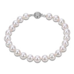 Akoya Cultured Pearl Strand Bracelet 14K White Gold 7.5"