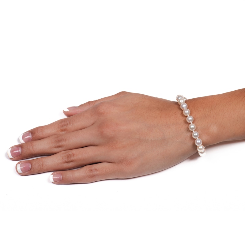 Main Image 2 of Akoya Cultured Pearl Strand Bracelet 14K White Gold 7.5"