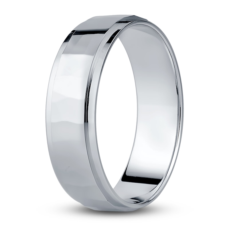 Main Image 2 of Men's Hammered Wedding Band 14K White Gold 6.0mm