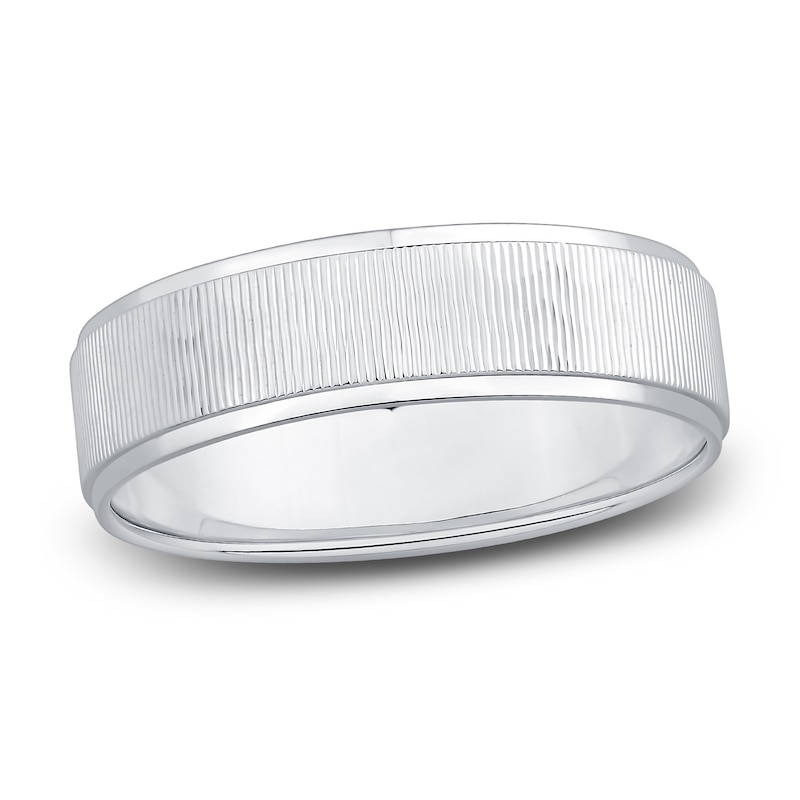 Main Image 1 of Men's Textured Wedding Band 14K White Gold 6.0mm