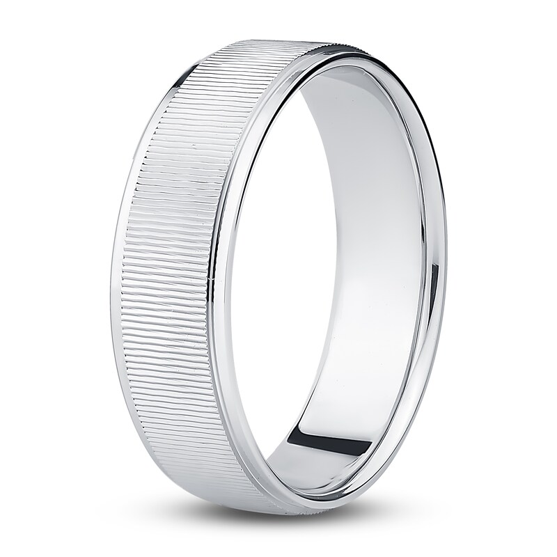 Men's Textured Wedding Band 14K White Gold 6.0mm