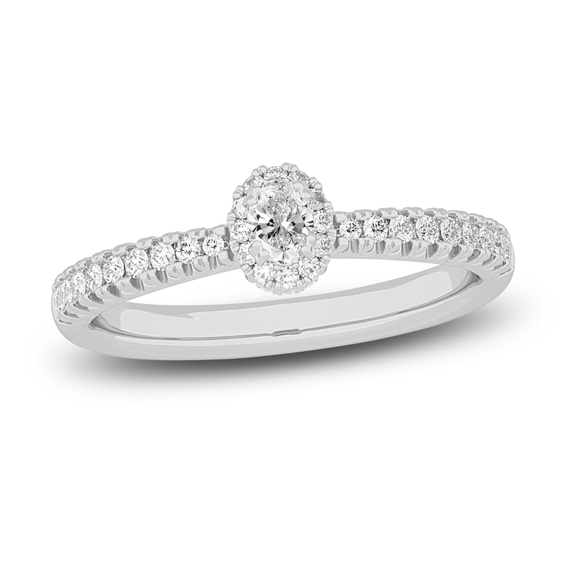 Main Image 1 of Diamond Promise Ring 3/8 ct tw Oval/Round 14K White Gold