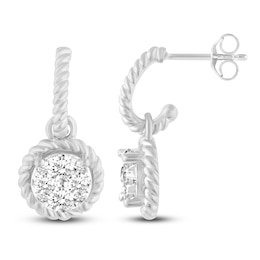 Rope Huggie/Dangle Earrings 1 ct tw 14K White Gold