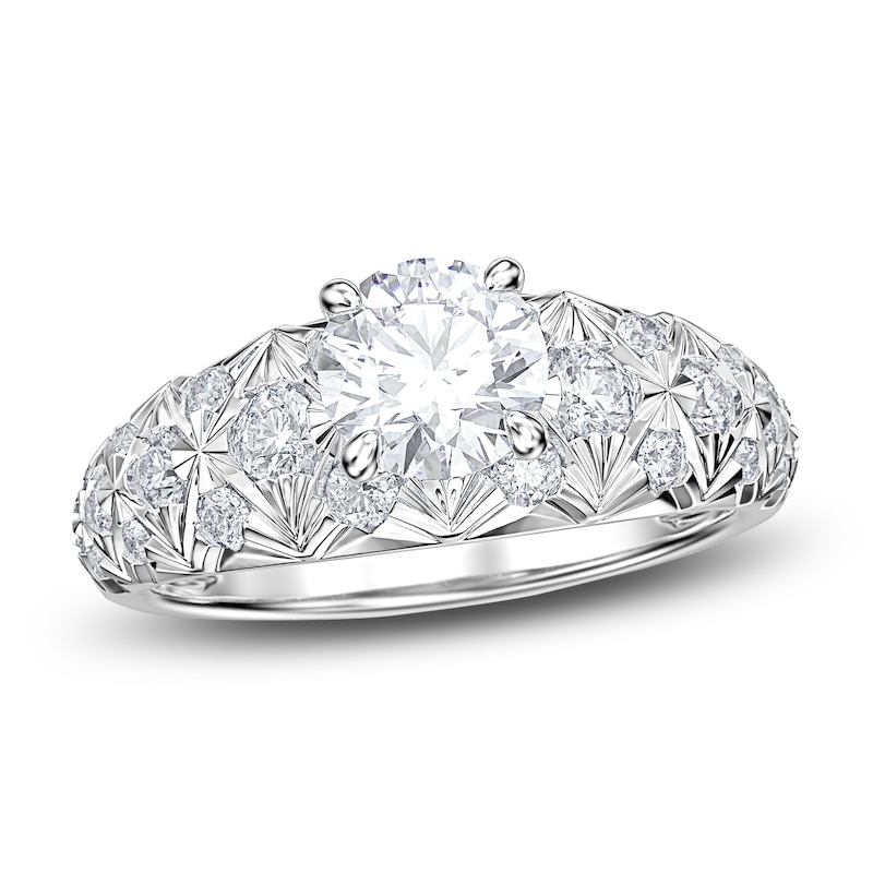 Main Image 1 of Vintage-Style Round Diamond Engagement Ring 1-1/4 ct tw 14K White Gold
