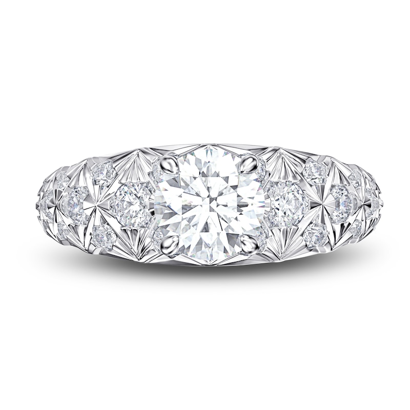 Main Image 3 of Vintage-Style Round Diamond Engagement Ring 1-1/4 ct tw 14K White Gold