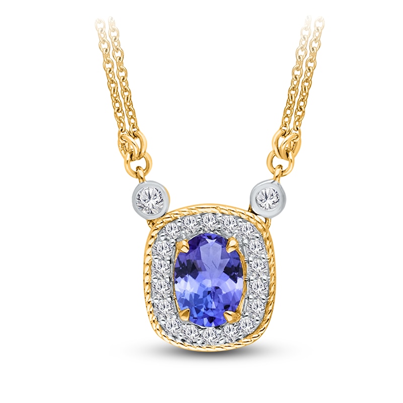 Main Image 1 of Kallati Natural Tanzanite & Diamond Necklace 1/4 ct tw 14K Yellow Gold
