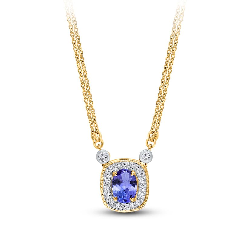 Main Image 2 of Kallati Natural Tanzanite & Diamond Necklace 1/4 ct tw 14K Yellow Gold