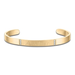 Engravable Diamond Bangle Bracelet 1/15 ct tw 14K Yellow Gold