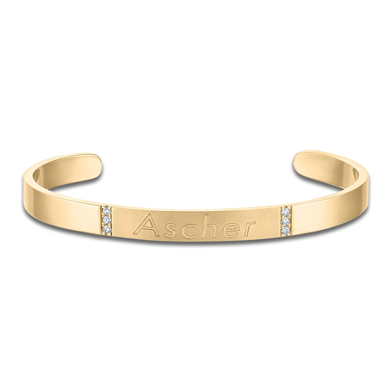 Main Image 1 of Engravable Diamond Bangle Bracelet 1/15 ct tw 14K Yellow Gold
