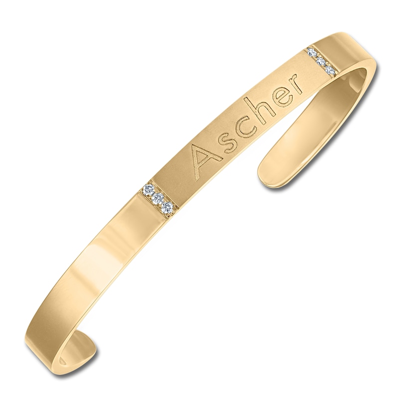 Main Image 2 of Engravable Diamond Bangle Bracelet 1/15 ct tw 14K Yellow Gold