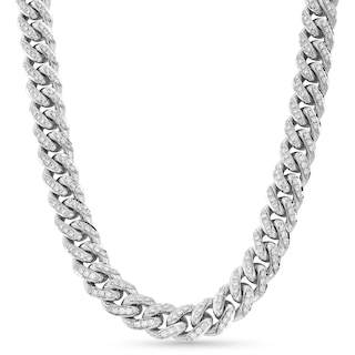 Men's Diamond Necklace 1/2 ct tw Round Sterling Silver
