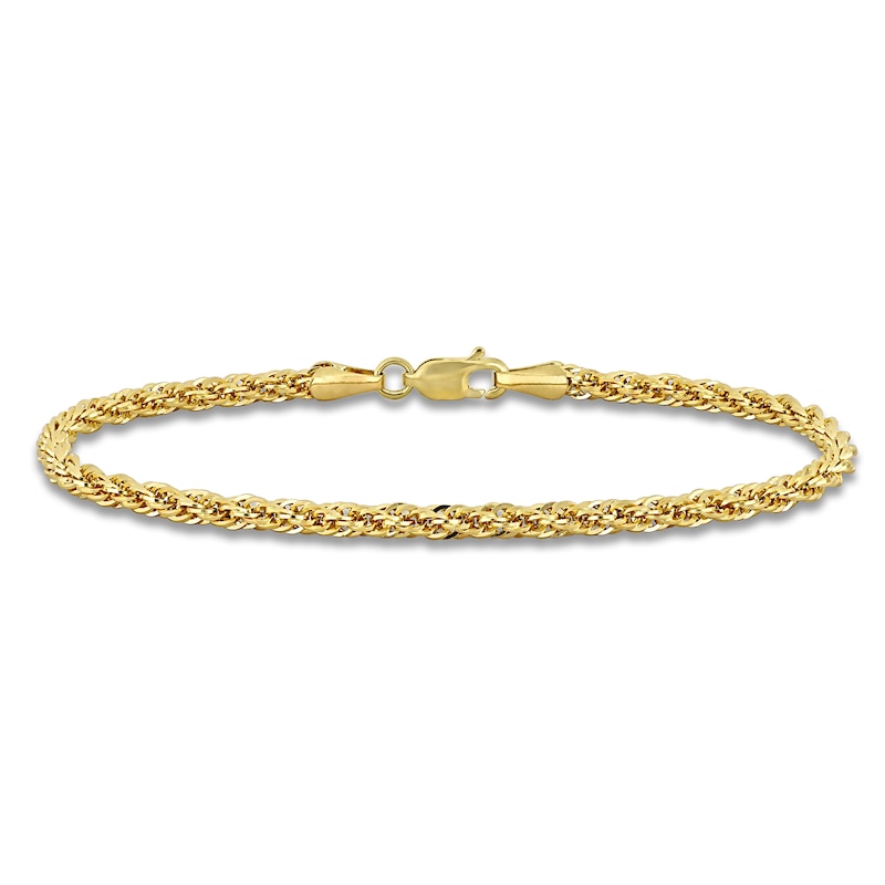 Main Image 1 of Hollow Rope Chain Bracelet 3mm 14K Yellow Gold 7.5"