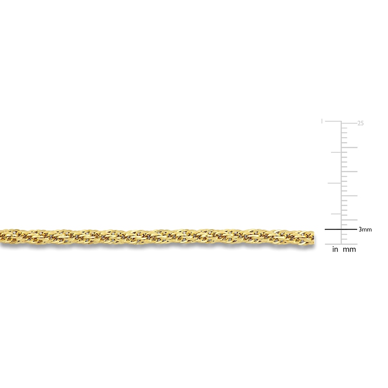 Main Image 2 of Hollow Rope Chain Bracelet 3mm 14K Yellow Gold 7.5"