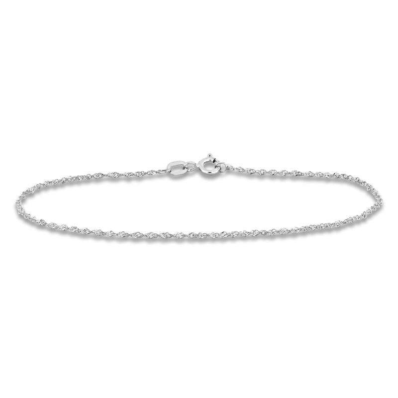 Main Image 1 of Solid Singapore Chain Bracelet 1.2mm 14K White Gold 7.5"