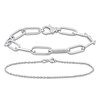 Thumbnail Image 1 of Oval-Link & Singapore Chain Bracelet Set 14K White Gold